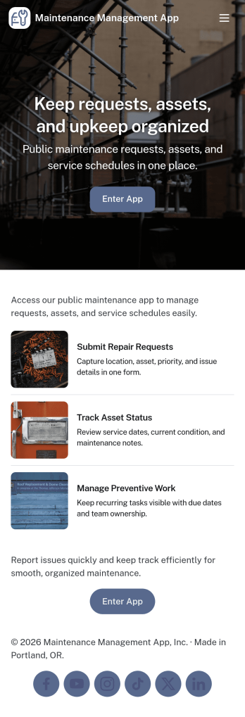 Maintenance Management App Template