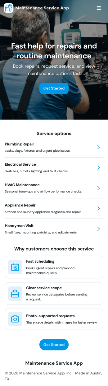 Maintenance Service App Template
