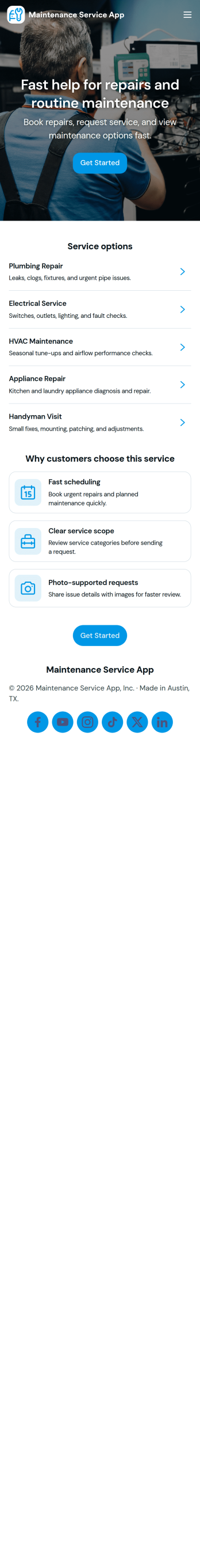 Maintenance Service App Template