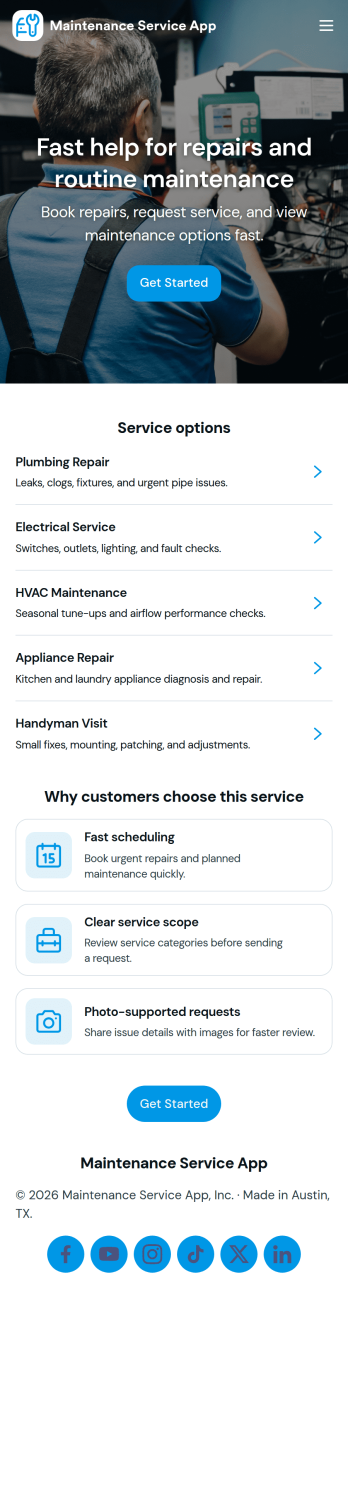 Maintenance Service App Template