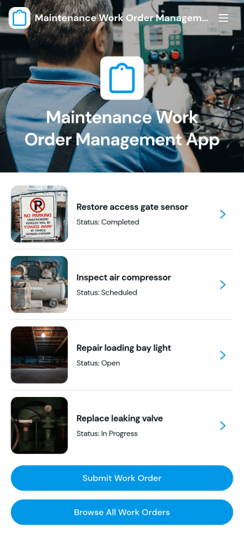 Maintenance Work Order Management App Template