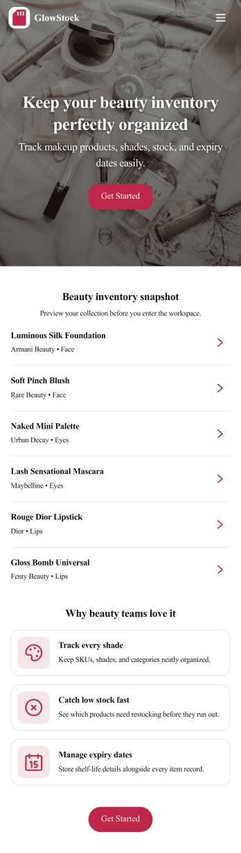 Makeup Inventory App Template