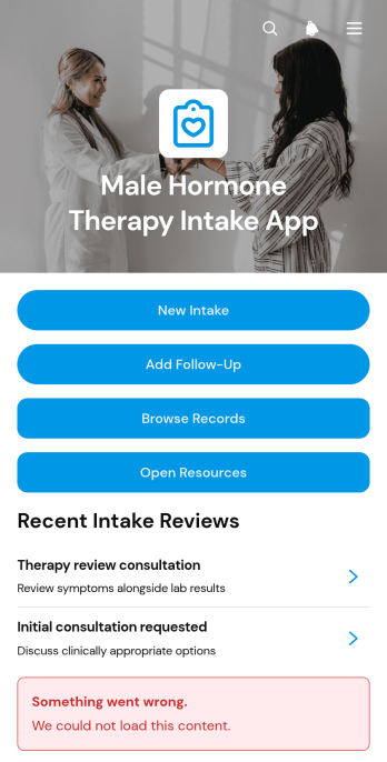 Male Hormone Therapy Intake App Template