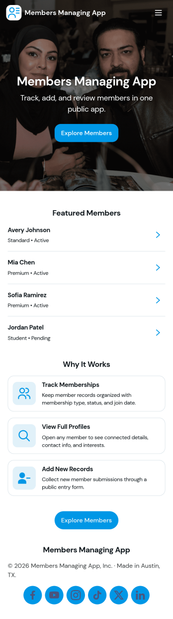 Managing Members App Template