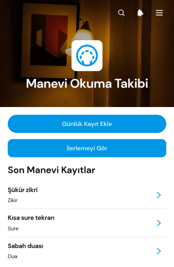 Manevi Okuma Takip Uygulama Șablonu