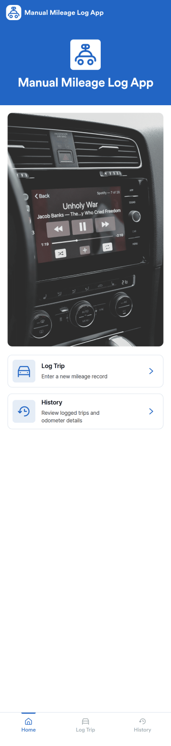 Manual Mileage Log App Template