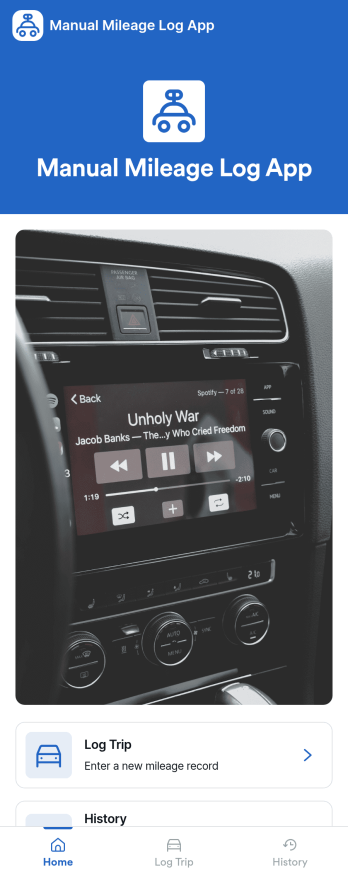 Manual Mileage Log App Template