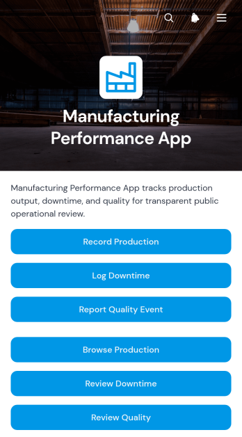 Manufacturing Performance App Template