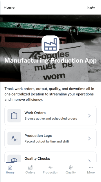 Manufacturing Production App Template