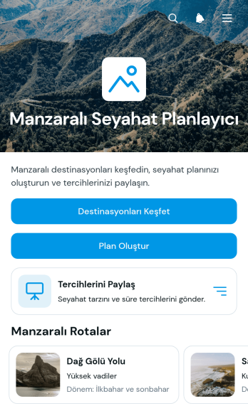 Manzaralı Seyahat Planlayıcı Uygulama Șablonu