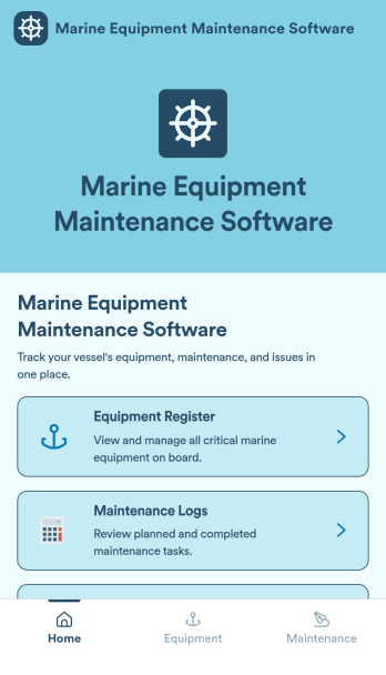 Marine Equipment Maintenance Software App Template