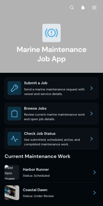 Marine Maintenance Job App Template