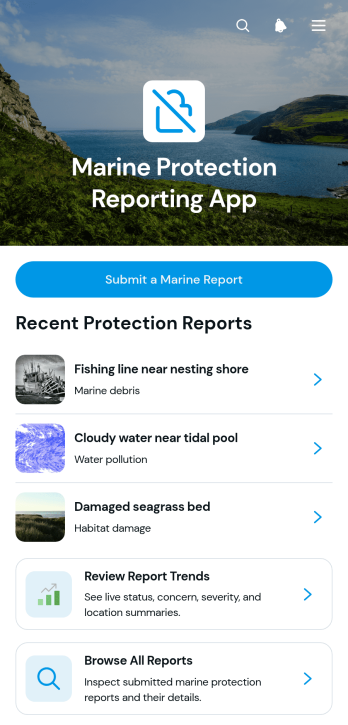 Marine Protection Reporting App Template