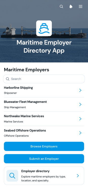 Maritime Employer Directory App Template