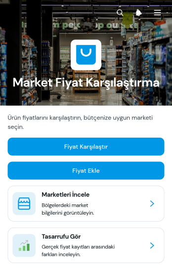 Market Fiyat Karşılaştırma Uygulama Șablonu