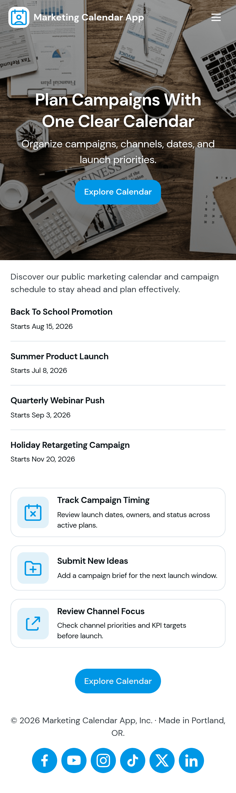 Marketing Calendar App Template | Jotform