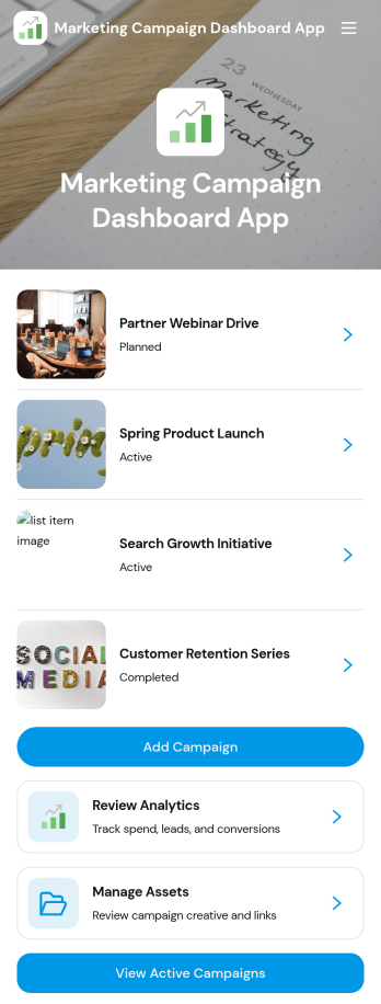 Marketing Campaign Dashboard App Template