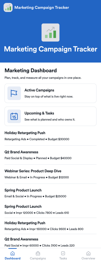Marketing Campaign Tracker App Template
