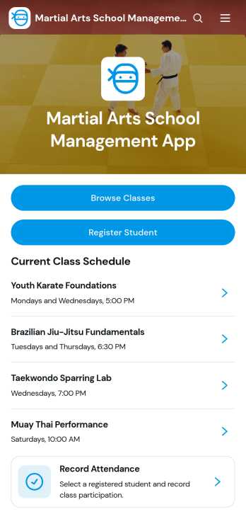 Martial Arts School Management App Template