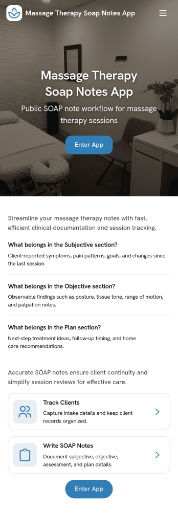 Massage Therapy Soap Notes App Template