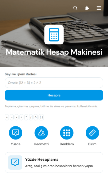 Matematik Hesap Makinesi Uygulama Șablonu