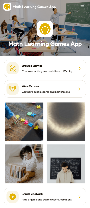 Math Learning Games App Template