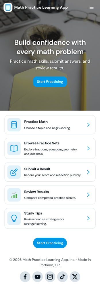 Math Practice Learning App Template