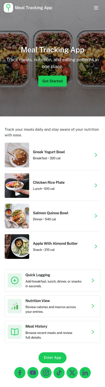 Meal Tracking App Template