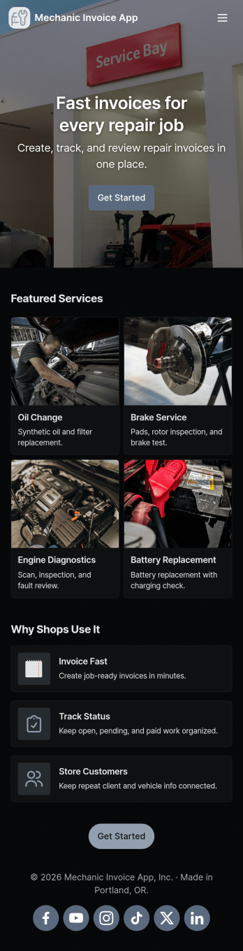 Mechanic Invoice App Template