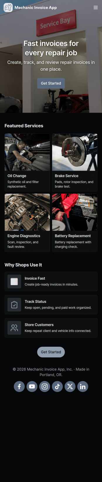 Mechanic Invoice App Template