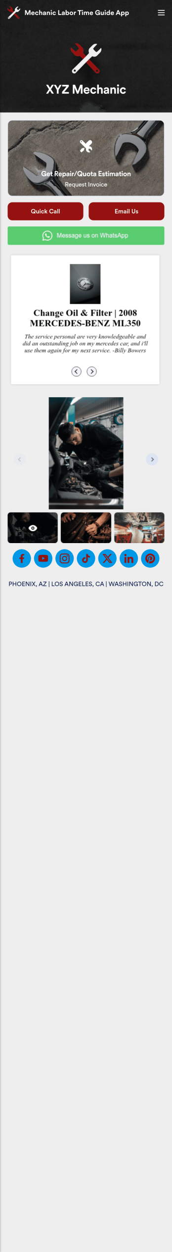 Customizable Mechanic Labor Time Guide App