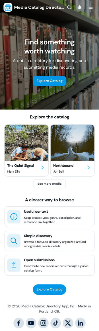 Media Catalog Directory App Template