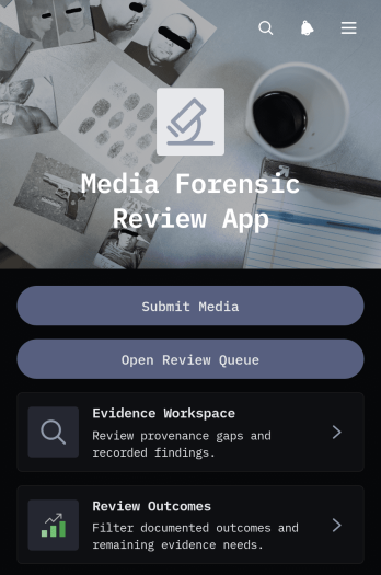 Media Forensic Review App Template
