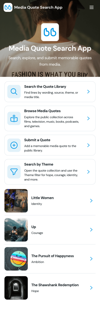 Media Quote Search App Template
