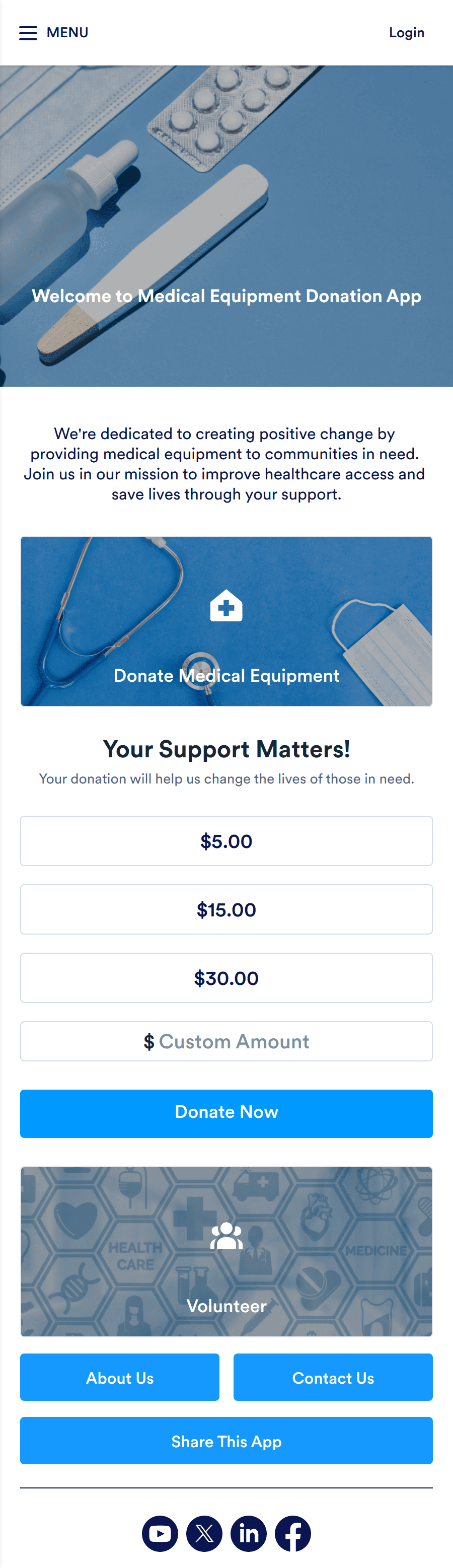 Medical Equipment Donation App Template Jotform