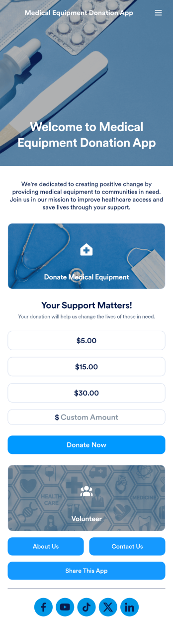 Medical Equipment Donation App Template