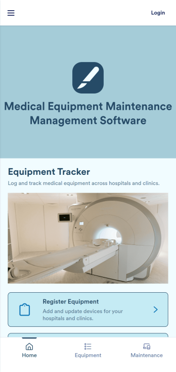 Medical Equipment Maintenance Management Software App Template