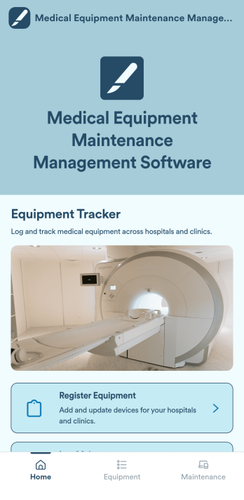 Medical Equipment Maintenance Management Software App Template