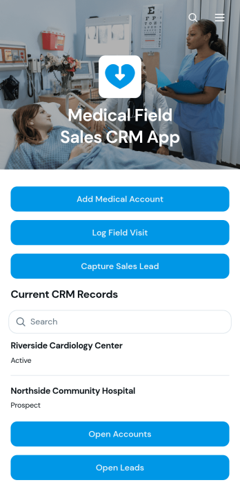 Medical Field Sales CRM App Template