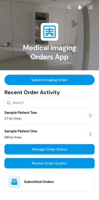 Medical Imaging Orders App Template
