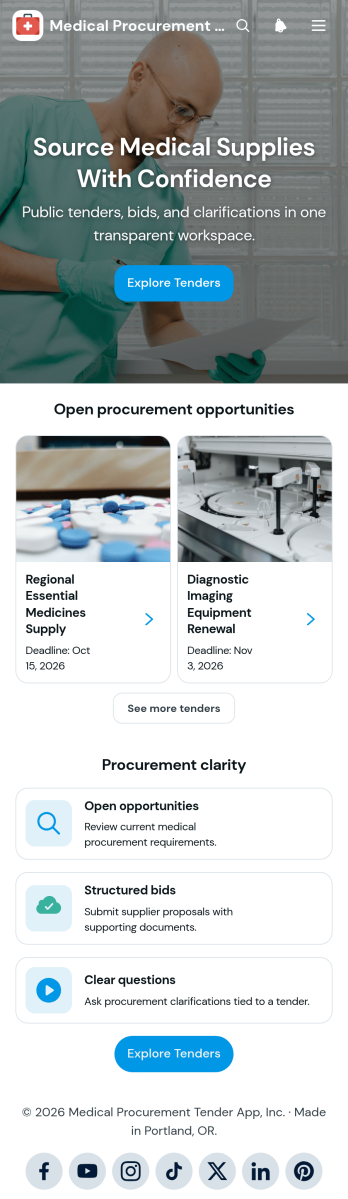 Medical Procurement Tender App Template