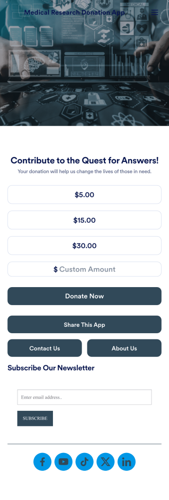 Medical Research Donation App Template
