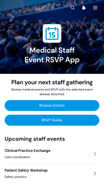 Medical Staff Event RSVP App Template