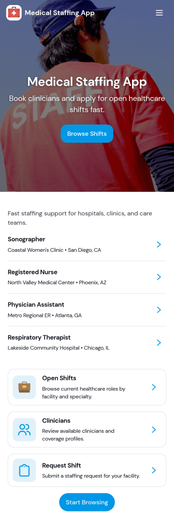 Medical Staffing App Template