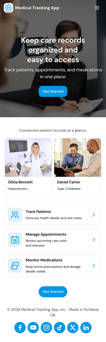 Medical Tracking App Template