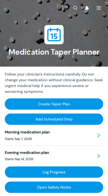 Medication Taper Planner App Template