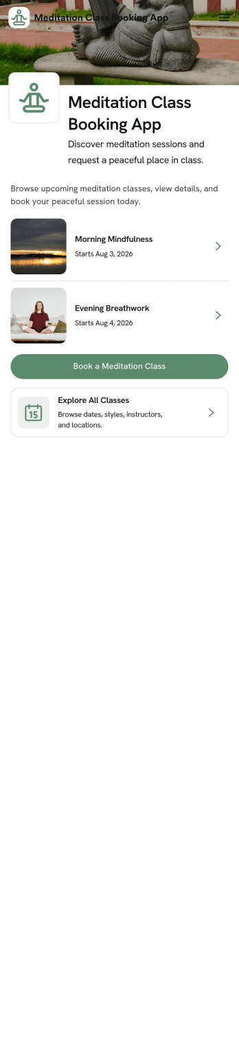 Meditation Class Booking App Template