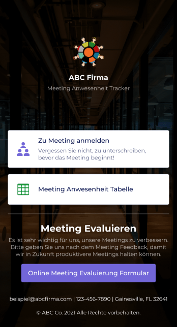 Meeting Anmeldung App Template