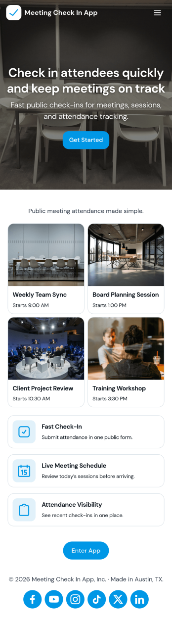 Meeting Check In App Template