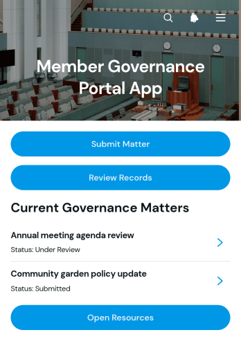 Member Governance Portal App Template